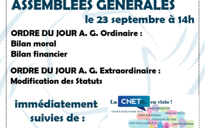 Assemblée générale CNET en visio : vendredi 23 septembre 2022 à 14h