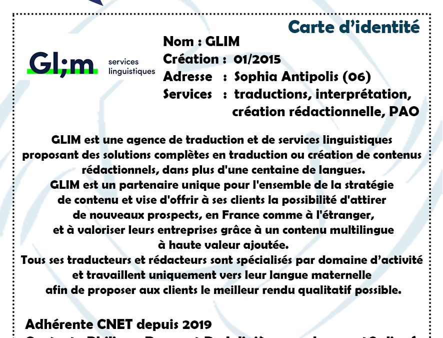 La CNET, fière de ses adhérents 2022 : GLIM – Philippe Bouquet De Jolinière